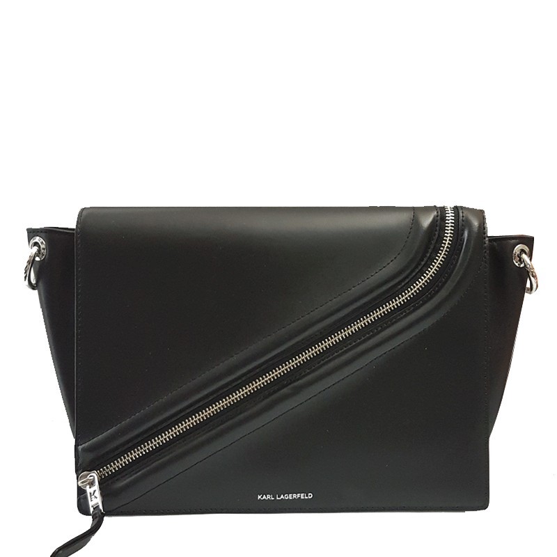 Karl Lagerfeld bag black and gold genuine leather حقيبة كتف 3068