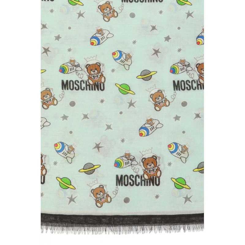 Moschino sciarpa con orsetto teddy toy azzurro 2180     50111-5217