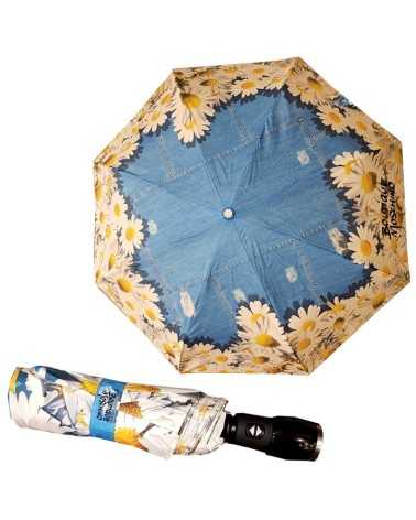Moschino Boutique ombrello automatico blu stampa jeans 7026