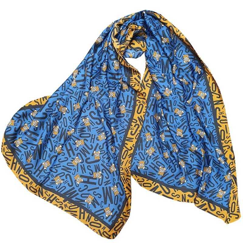 Moschino soft long scarf with teddy bear toy blue 5439