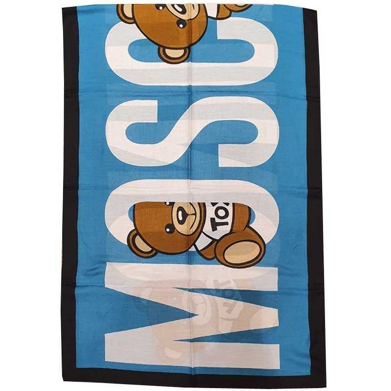 MOSCHINO soft long scarf with teddy bear toy sky-blue 5345